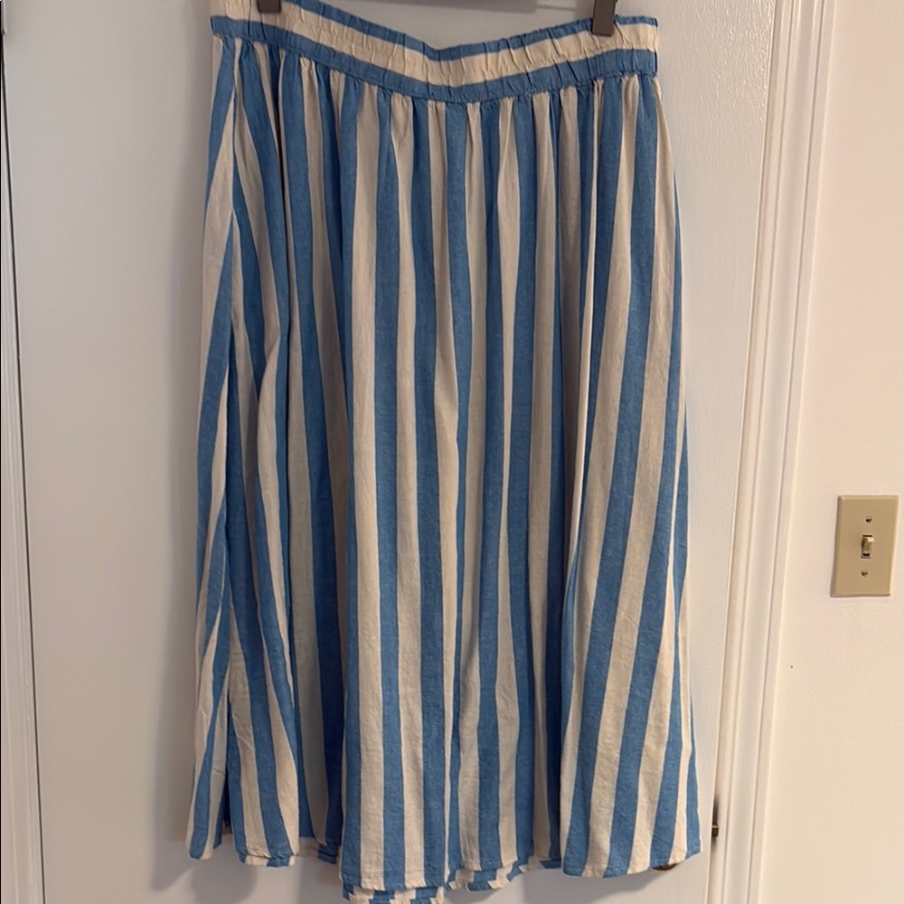 Blue and White Striped Women's Skirt